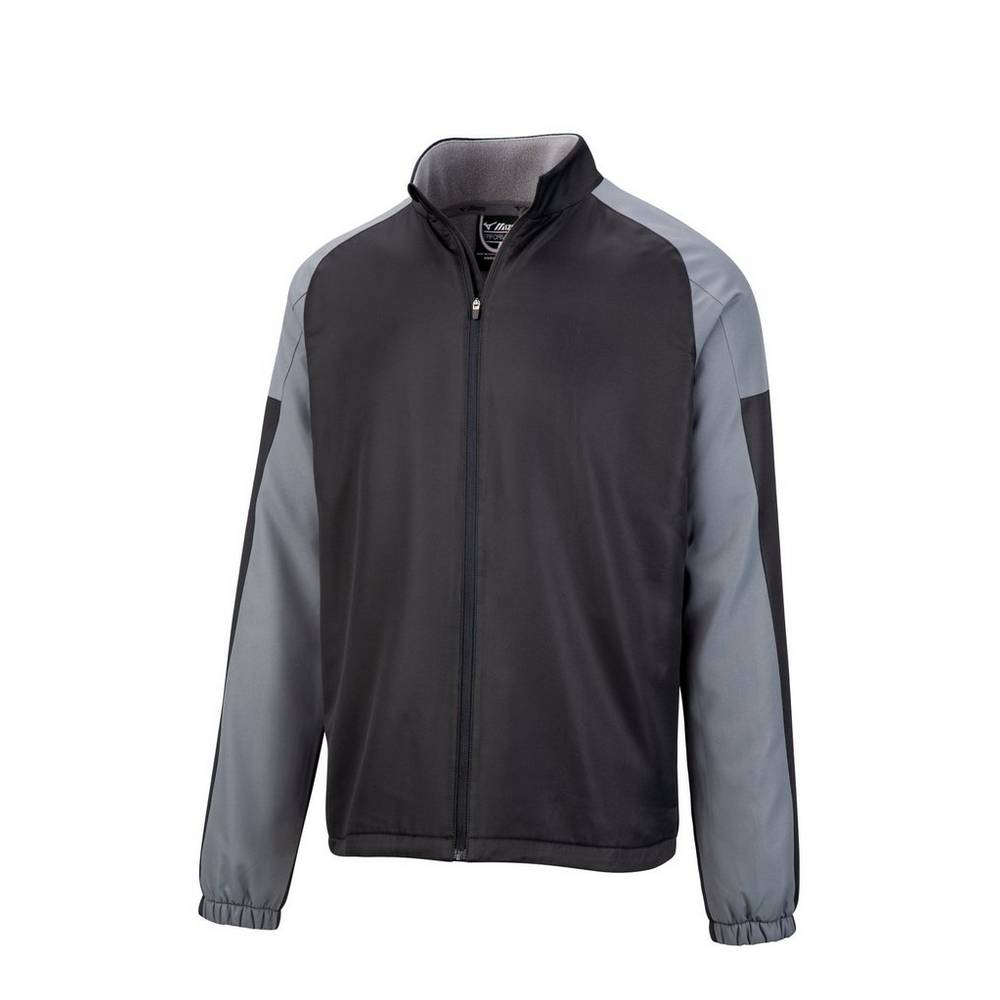 Mens Mizuno Full Zip Dugout Jacket Black Philippines (EJTXRL820)